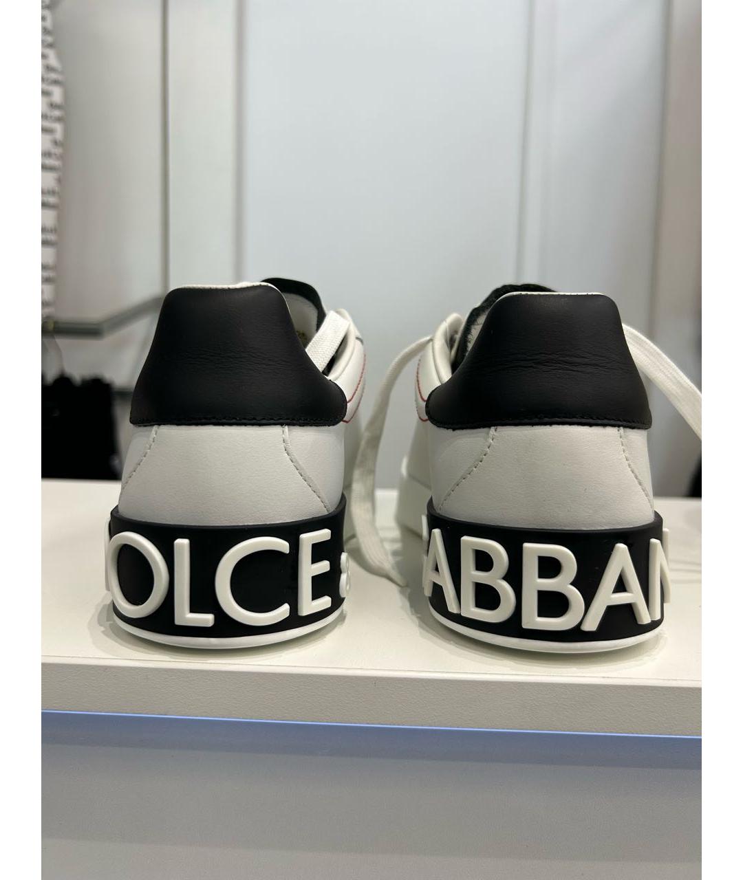 DOLCE&GABBANA Белые кожаные кроссовки, фото 4