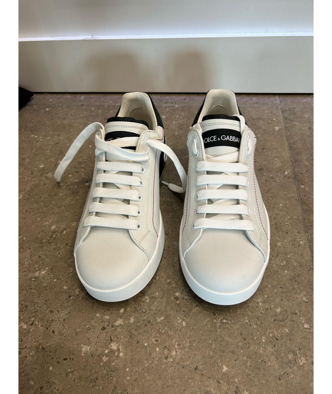DOLCE&GABBANA Белые кожаные кроссовки, фото 2