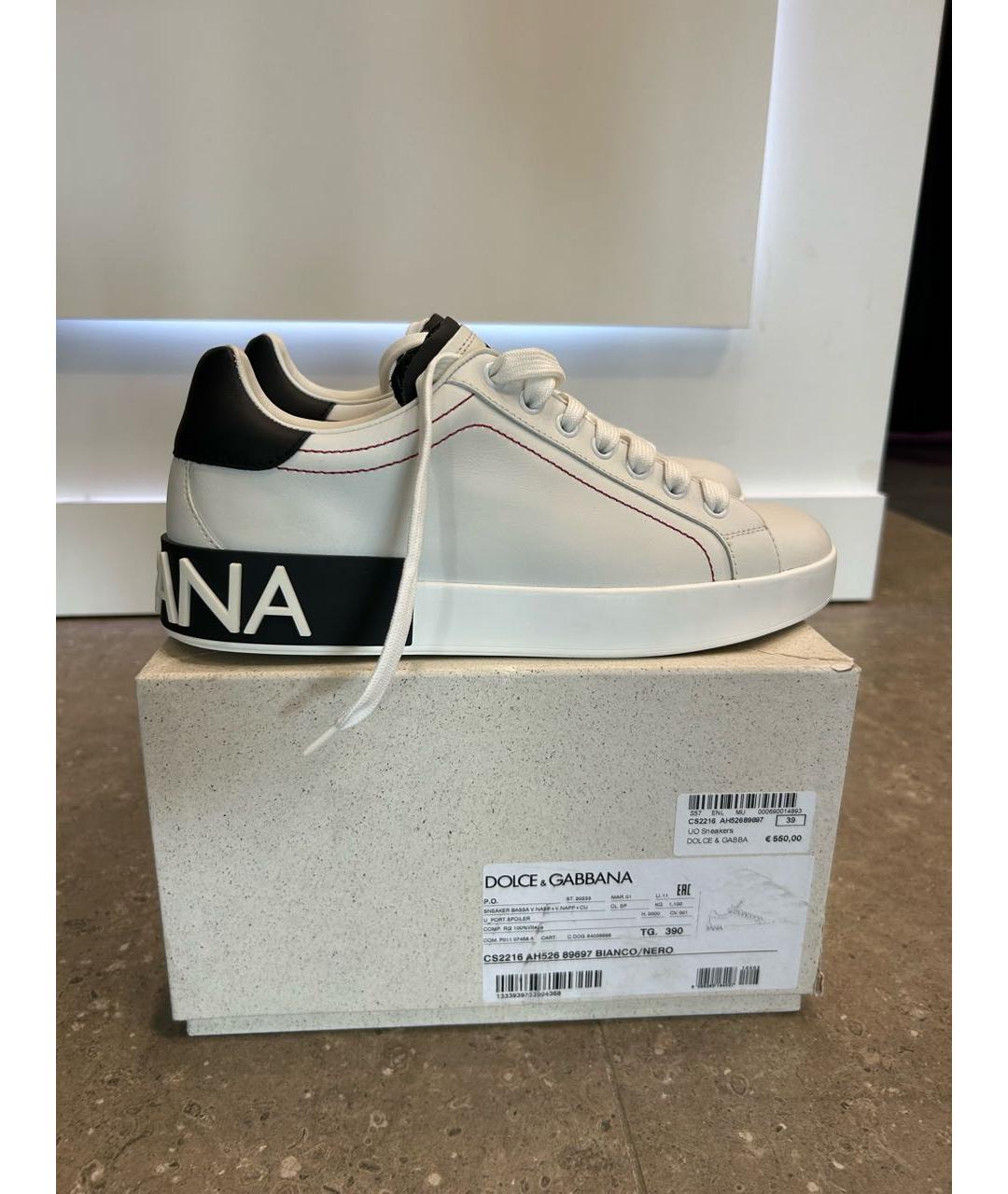 DOLCE&GABBANA Белые кожаные кроссовки, фото 7