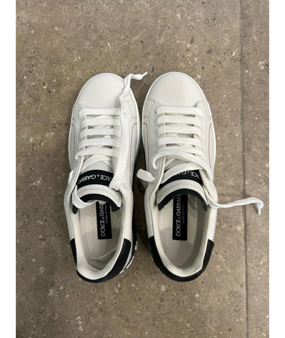 DOLCE&GABBANA Белые кожаные кроссовки, фото 3