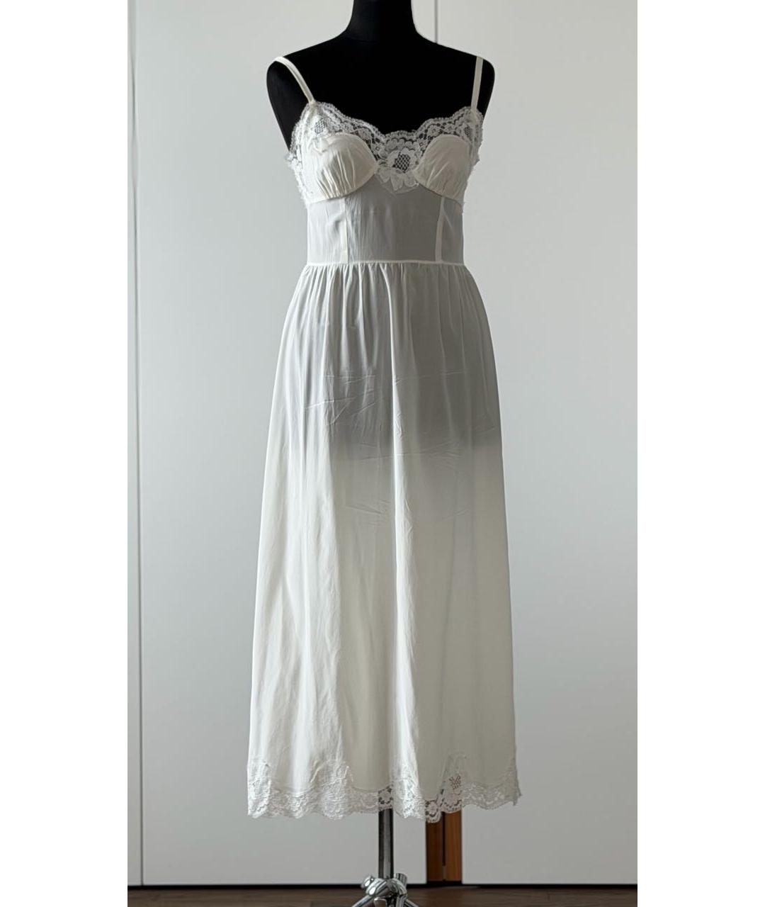 DOLCE&GABBANA Белое хлопко-эластановое коктейльное платье, фото 4