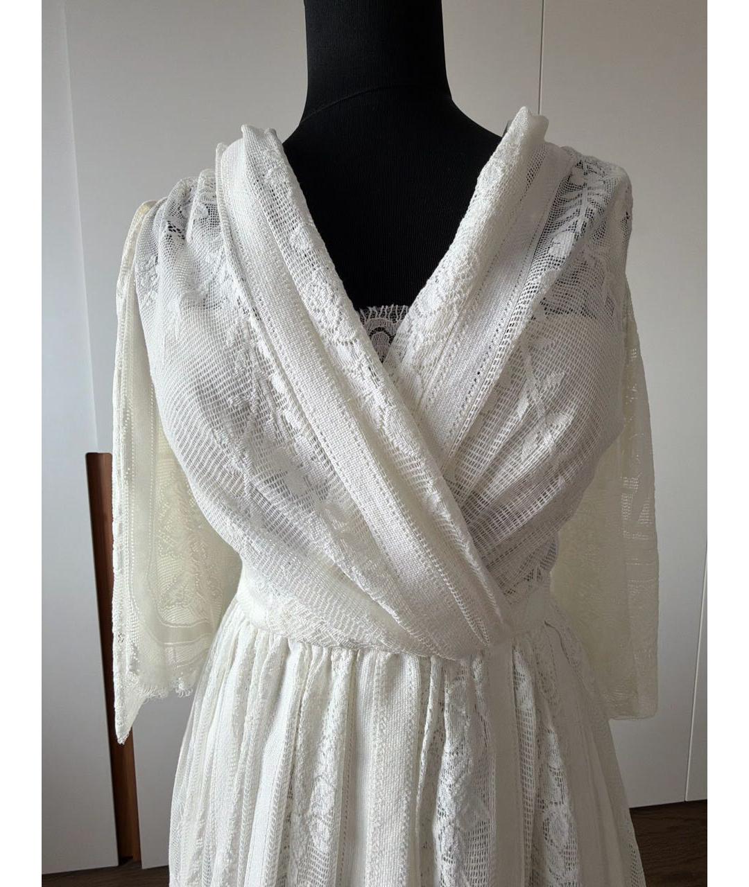 DOLCE&GABBANA Белое хлопко-эластановое коктейльное платье, фото 3