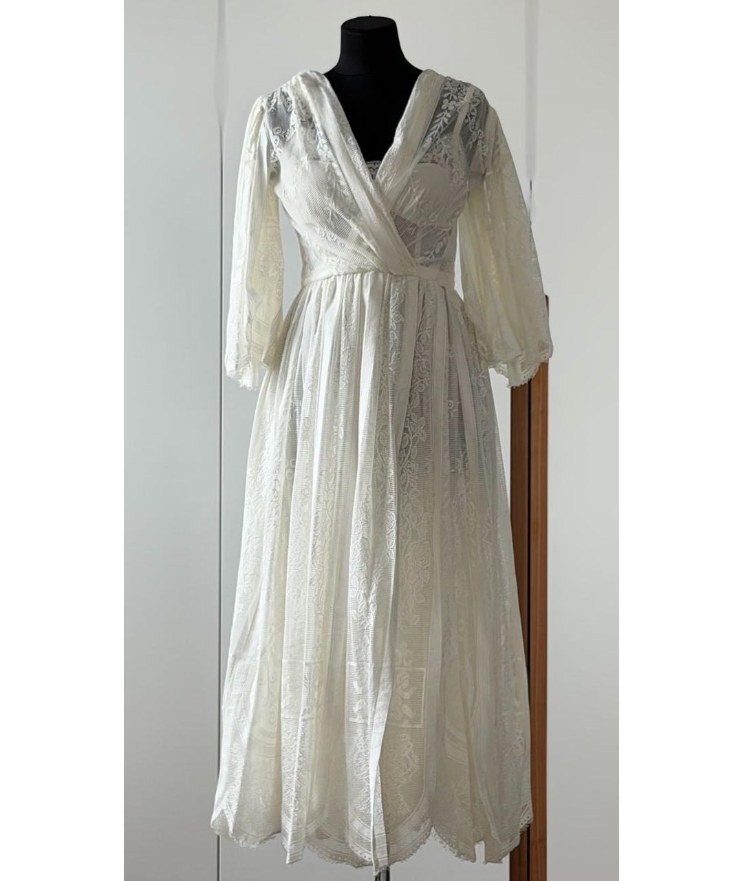 DOLCE&GABBANA Белое хлопко-эластановое коктейльное платье, фото 8