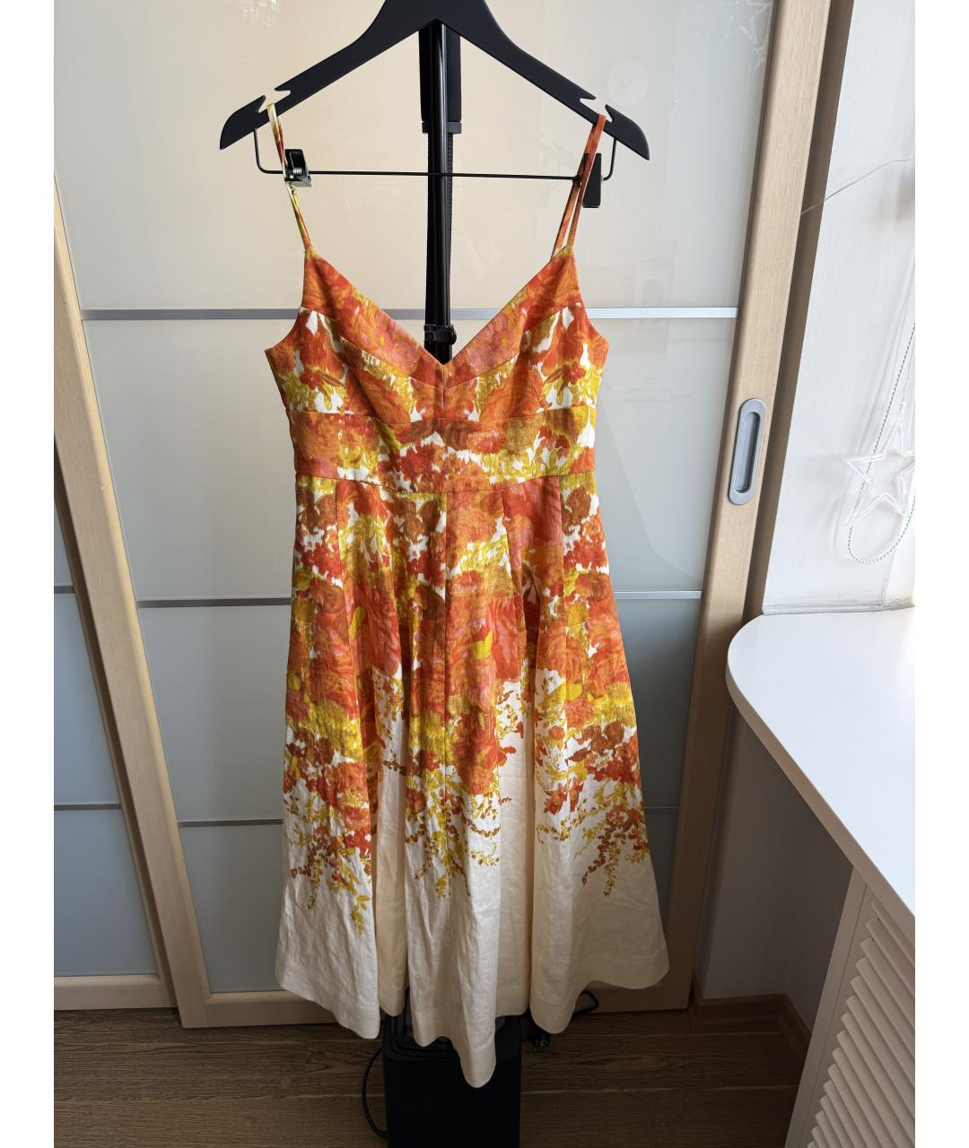 ZIMMERMANN Оранжевое льняное коктейльное платье, фото 4