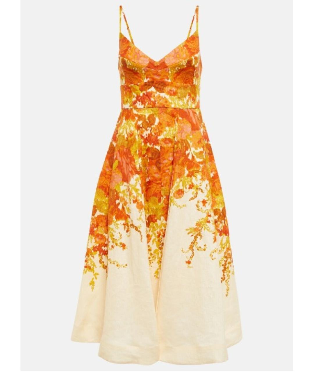 ZIMMERMANN Оранжевое льняное коктейльное платье, фото 9