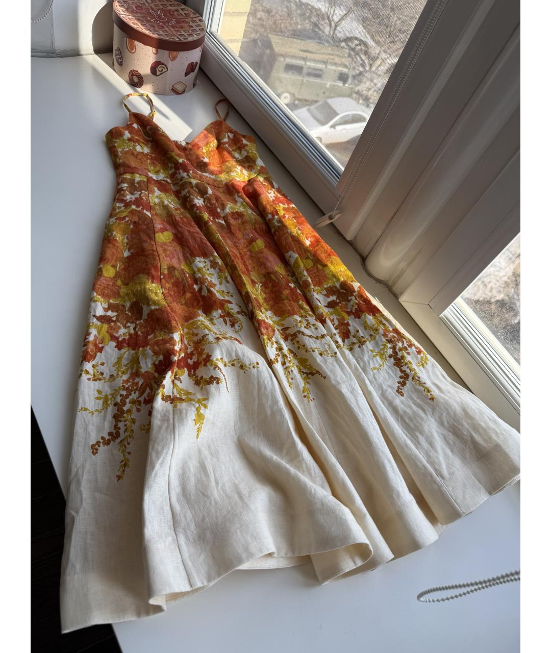 ZIMMERMANN Оранжевое льняное коктейльное платье, фото 6