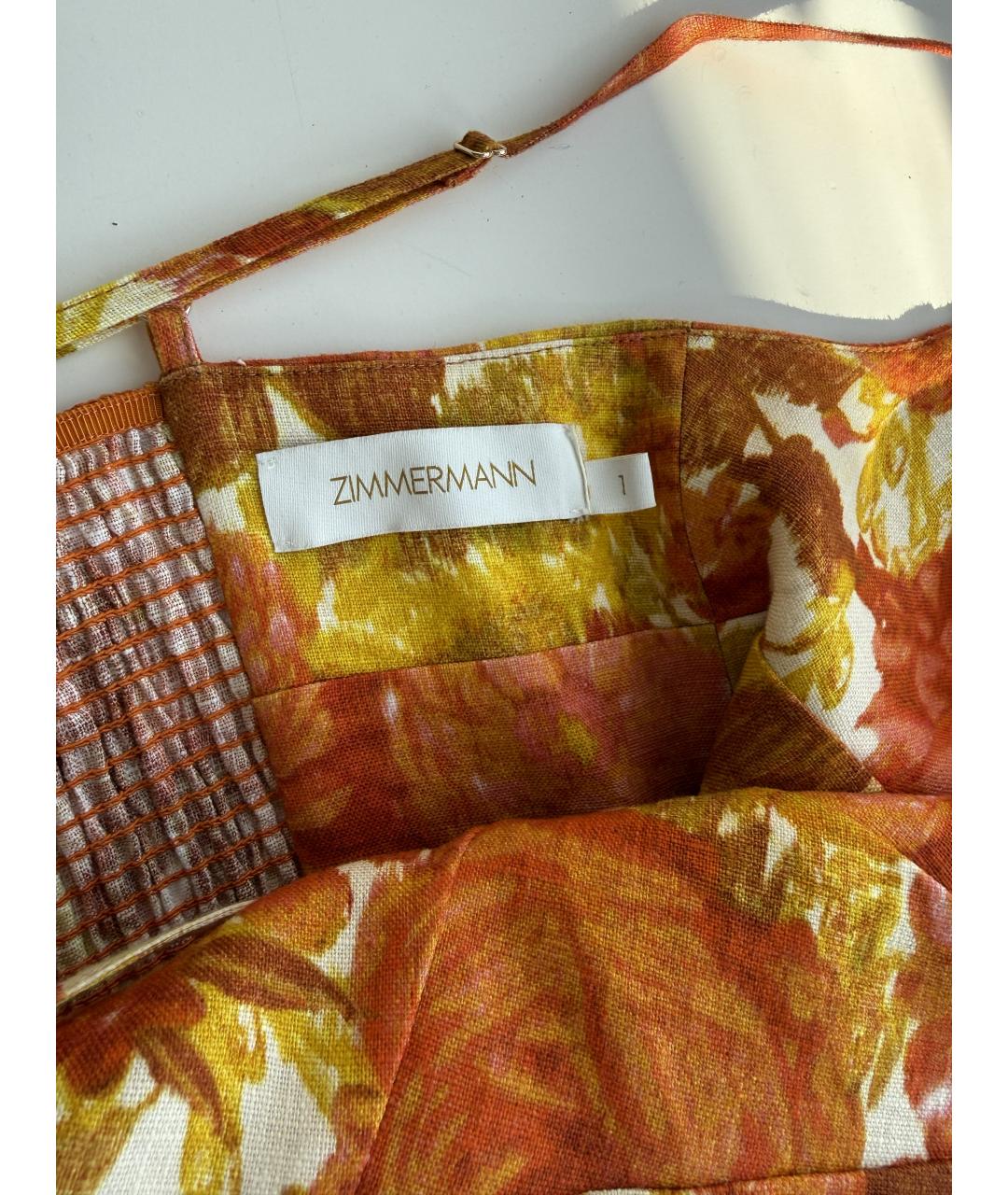 ZIMMERMANN Оранжевое льняное коктейльное платье, фото 7