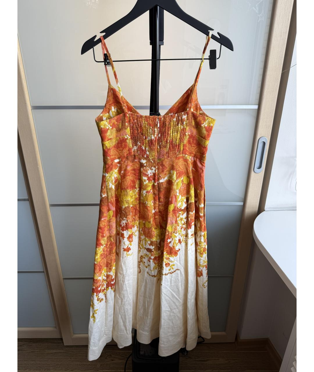 ZIMMERMANN Оранжевое льняное коктейльное платье, фото 5