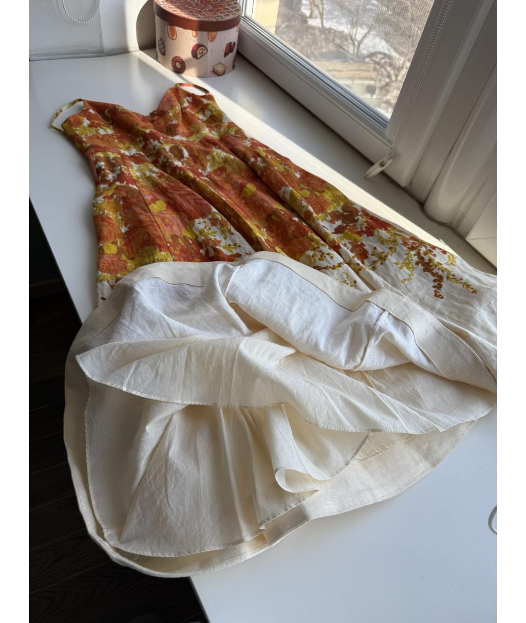 ZIMMERMANN Оранжевое льняное коктейльное платье, фото 8