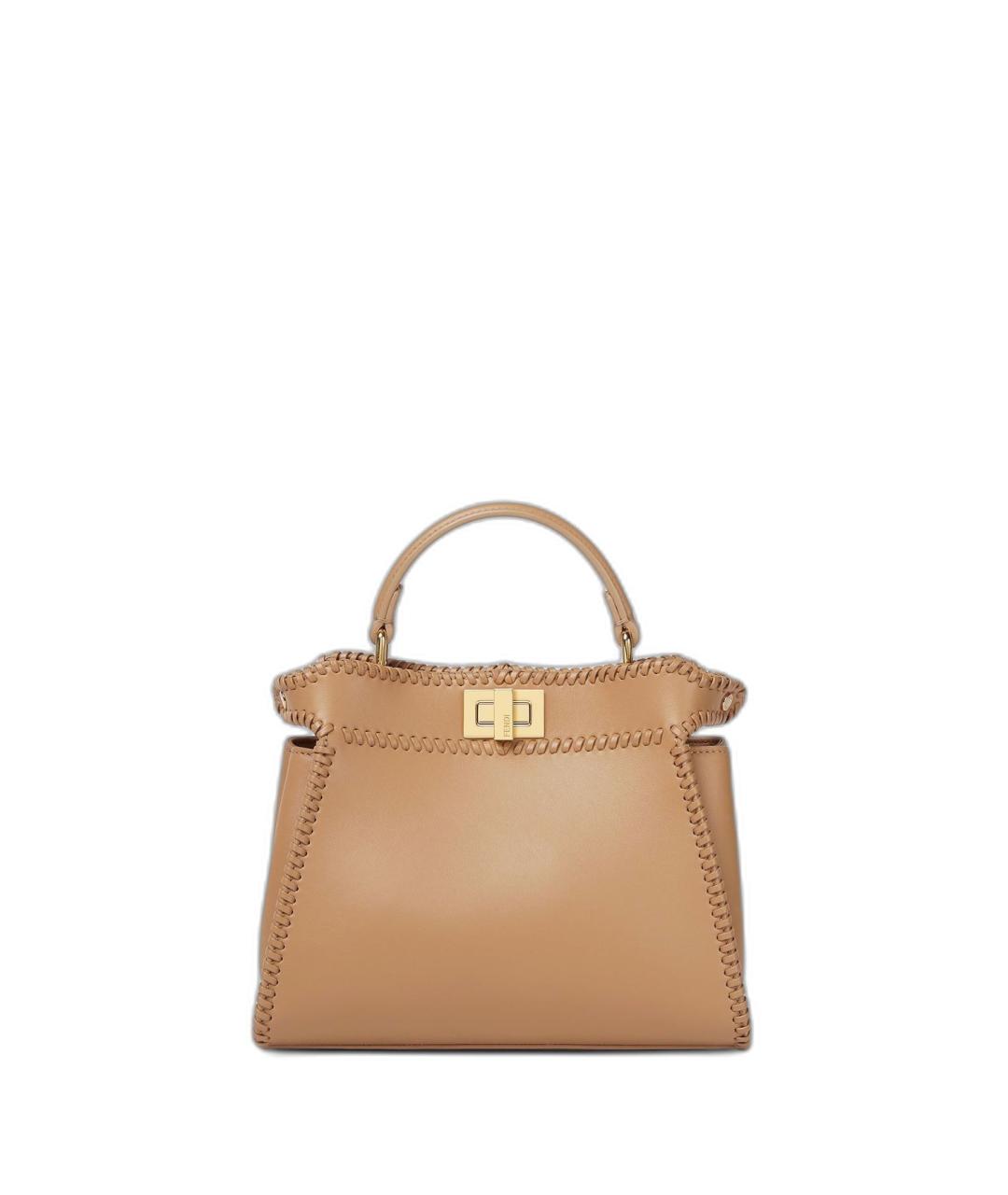 FENDI Бежевая кожаная сумка тоут, фото 1