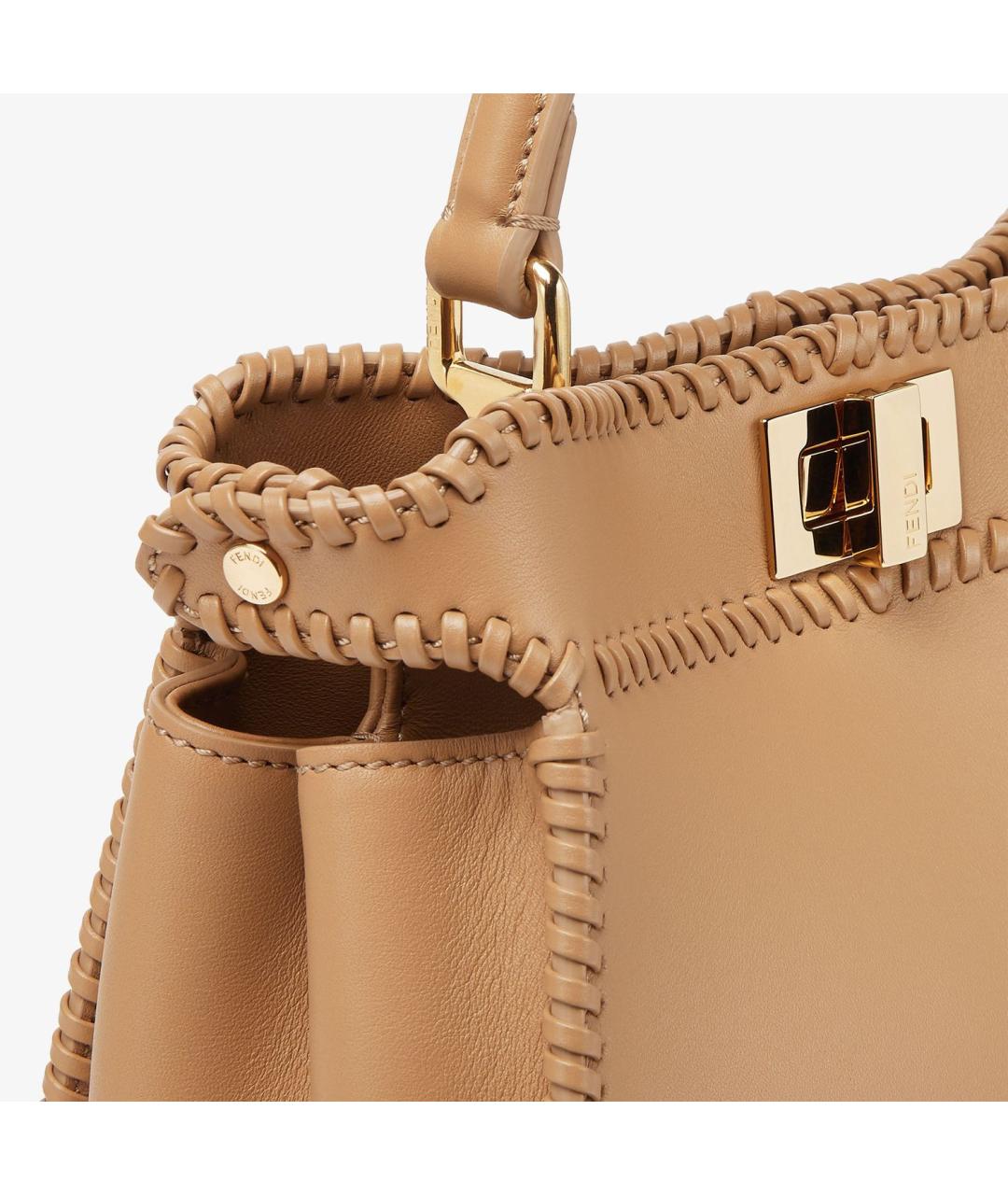 FENDI Бежевая кожаная сумка тоут, фото 5