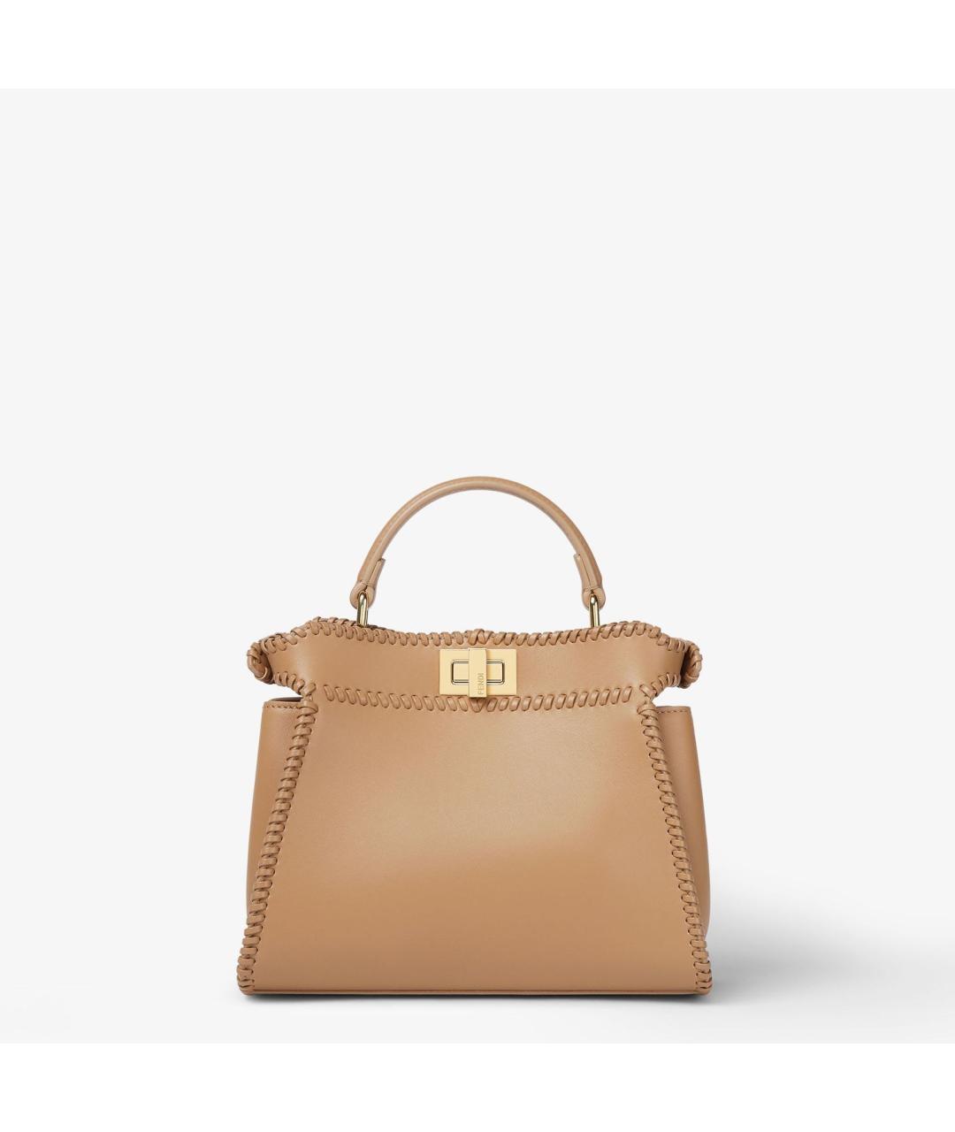 FENDI Бежевая кожаная сумка тоут, фото 3