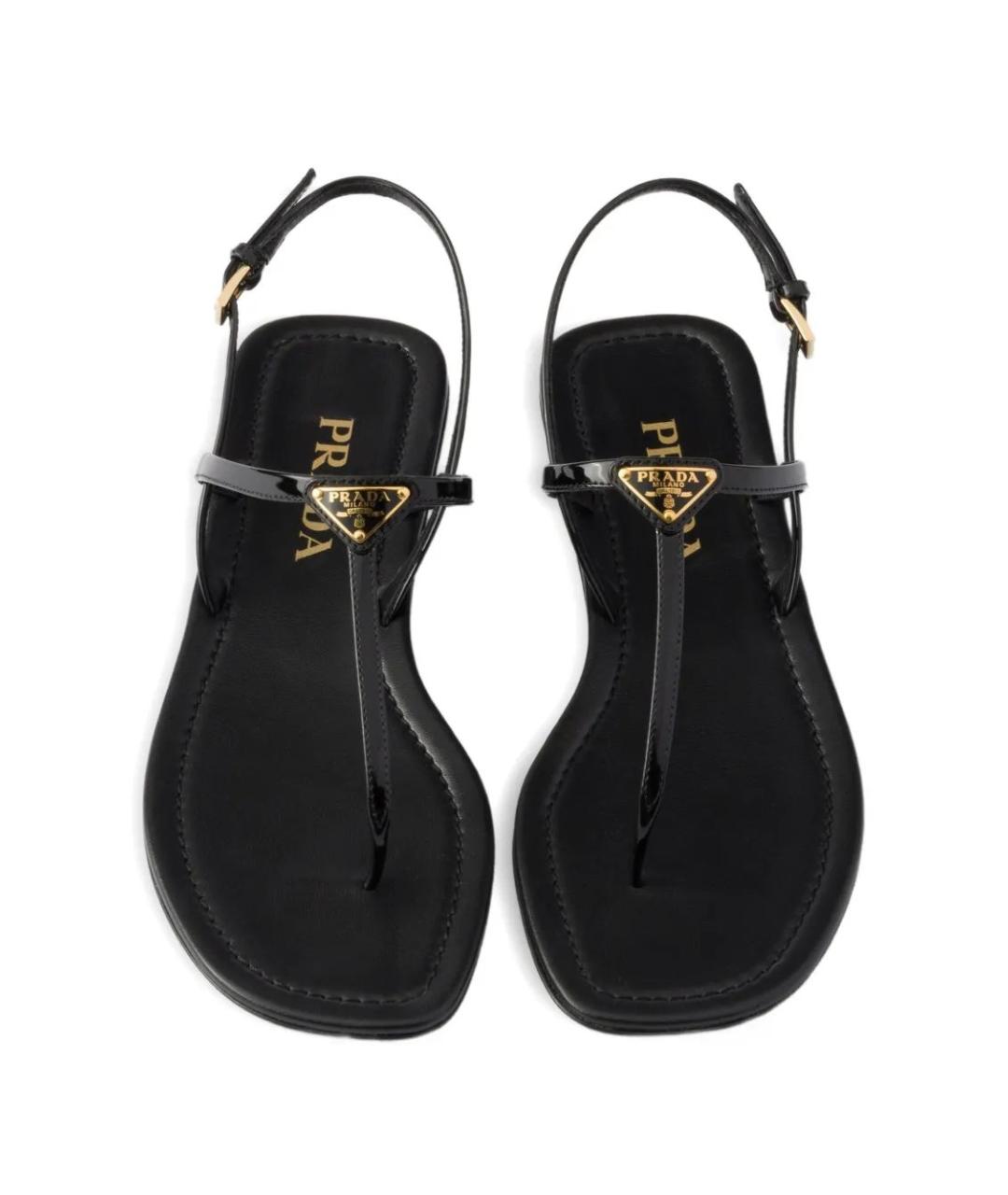 PRADA Черные сандалии из лакированной кожи, фото 3