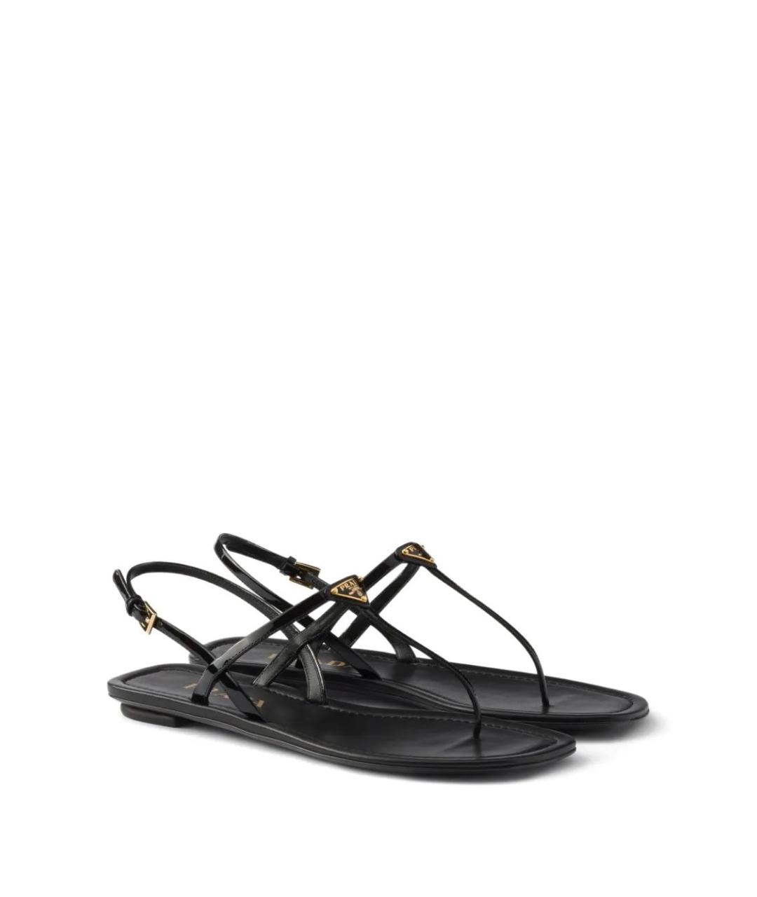 PRADA Черные сандалии из лакированной кожи, фото 2