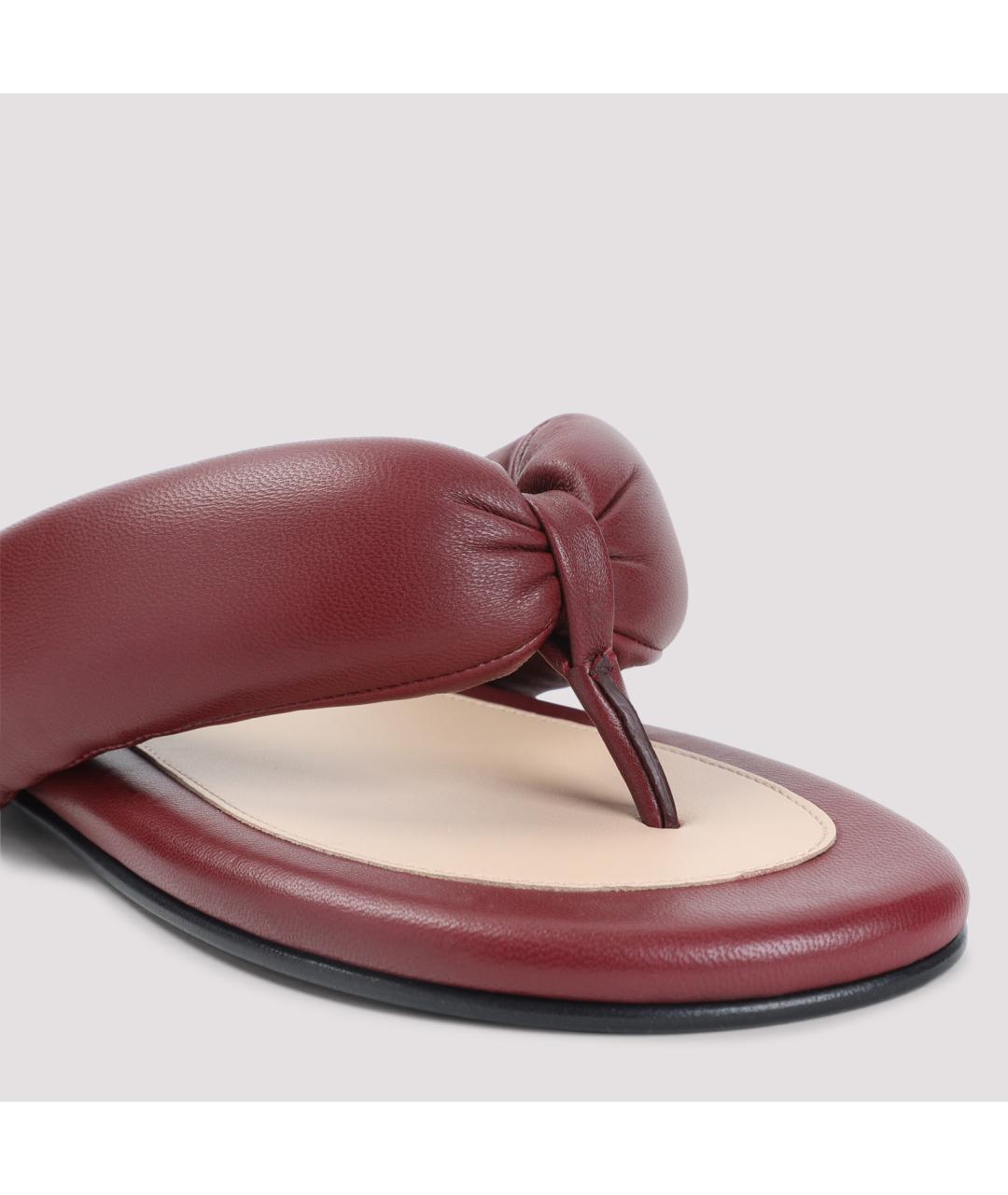 Carven Бордовые кожаные шлепанцы, фото 6