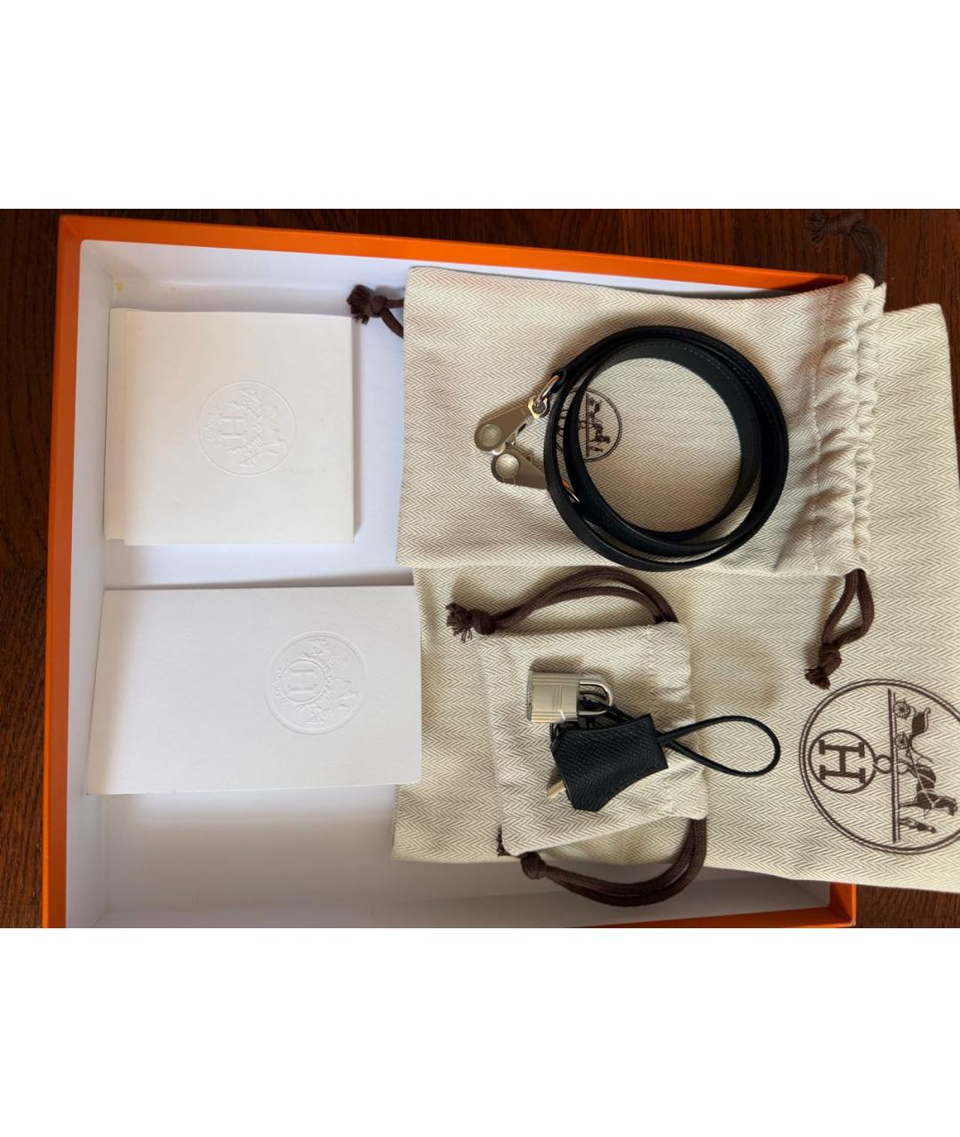 HERMES Черная кожаная сумка с короткими ручками, фото 5