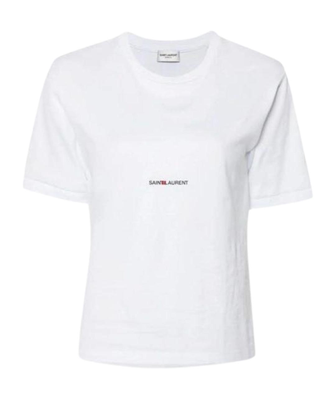 SAINT LAURENT Белая хлопковая футболка, фото 1