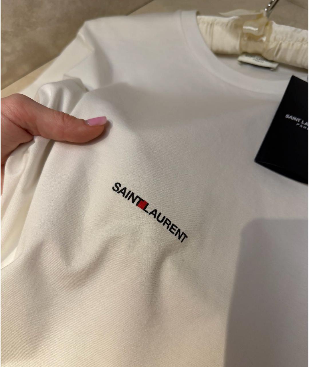 SAINT LAURENT Белая хлопковая футболка, фото 3