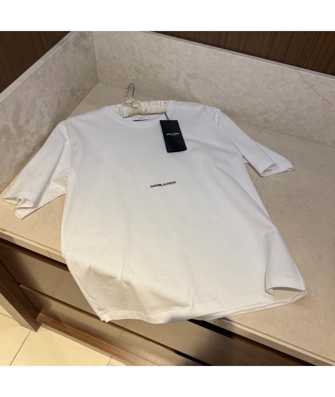 SAINT LAURENT Белая хлопковая футболка, фото 2
