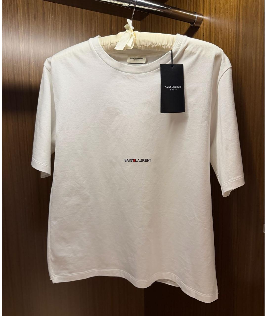 SAINT LAURENT Белая хлопковая футболка, фото 6