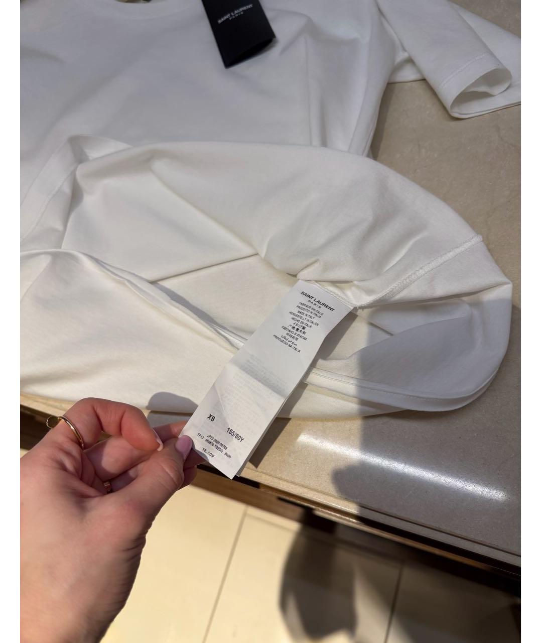SAINT LAURENT Белая хлопковая футболка, фото 7