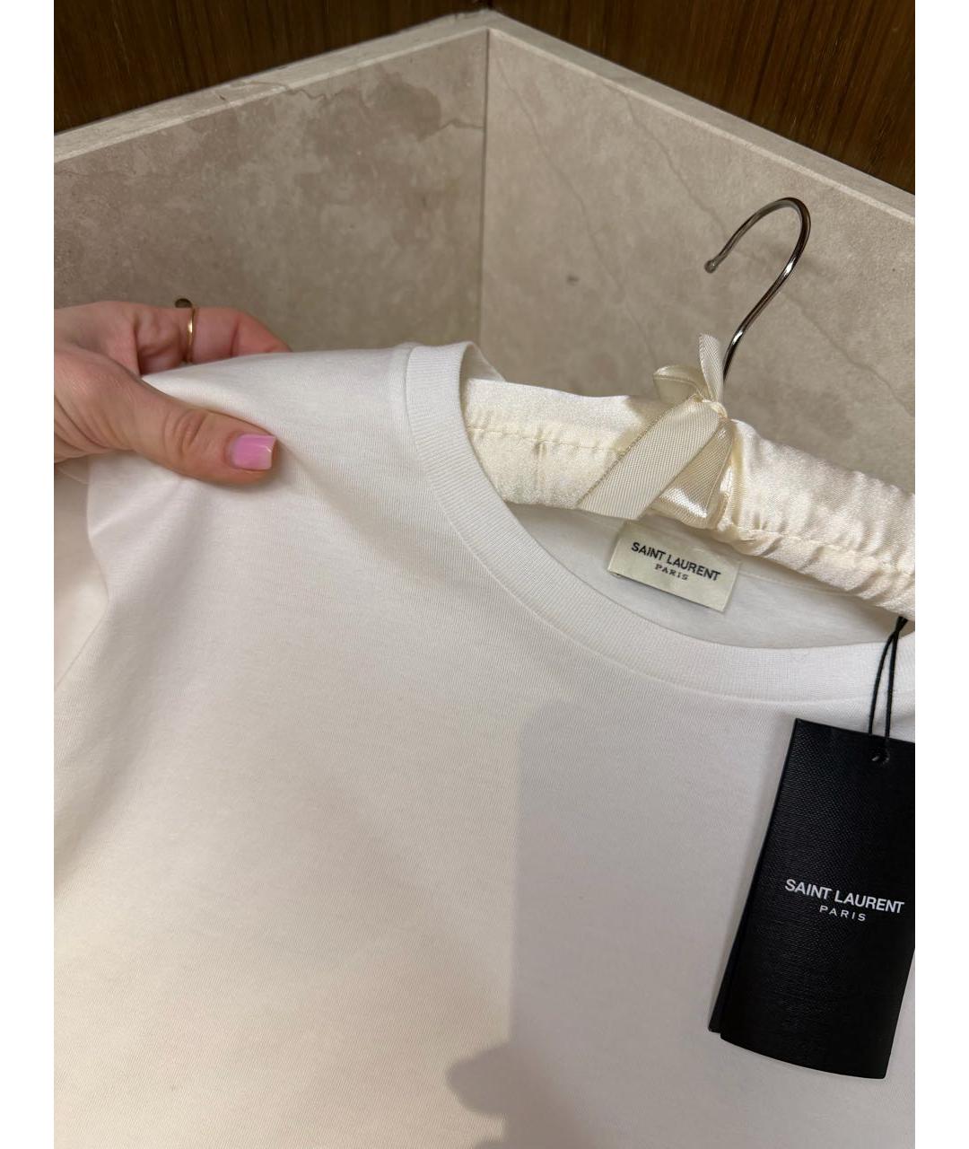 SAINT LAURENT Белая хлопковая футболка, фото 5