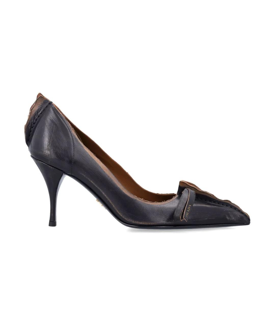 PRADA Черные кожаные туфли, фото 1