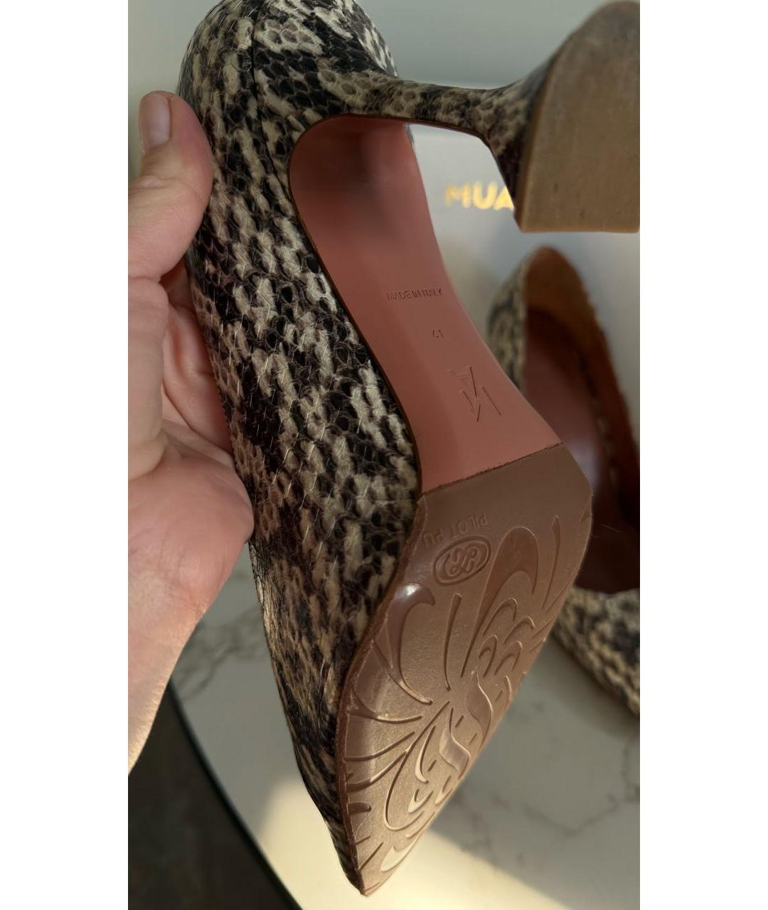 Amina Muaddi Коричневые кожаные туфли, фото 7