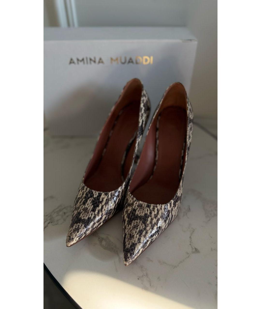 Amina Muaddi Коричневые кожаные туфли, фото 3