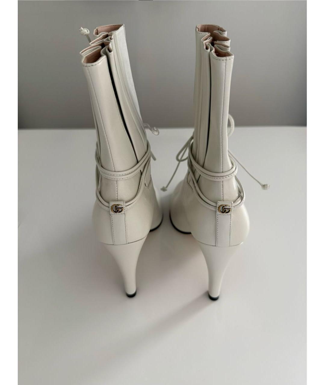 GUCCI Белые кожаные ботильоны, фото 4