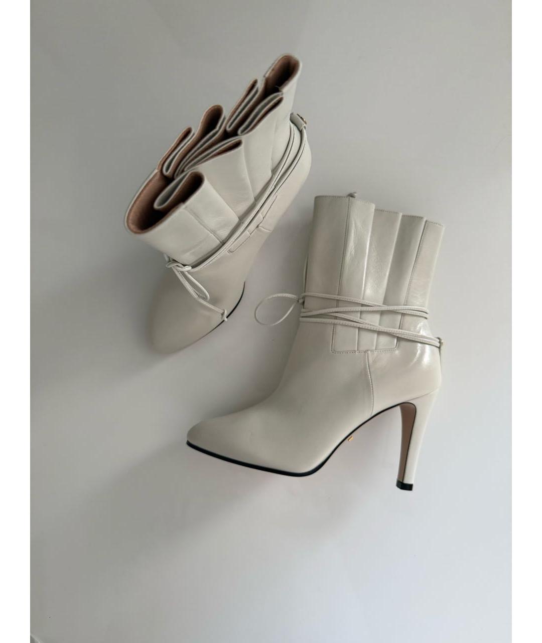 GUCCI Белые кожаные ботильоны, фото 9