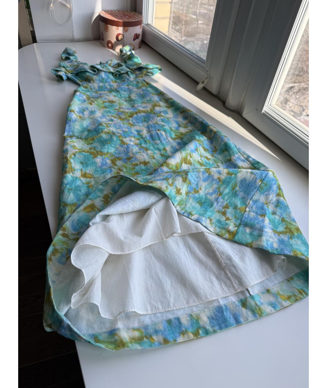 ZIMMERMANN Голубое льняное коктейльное платье, фото 8