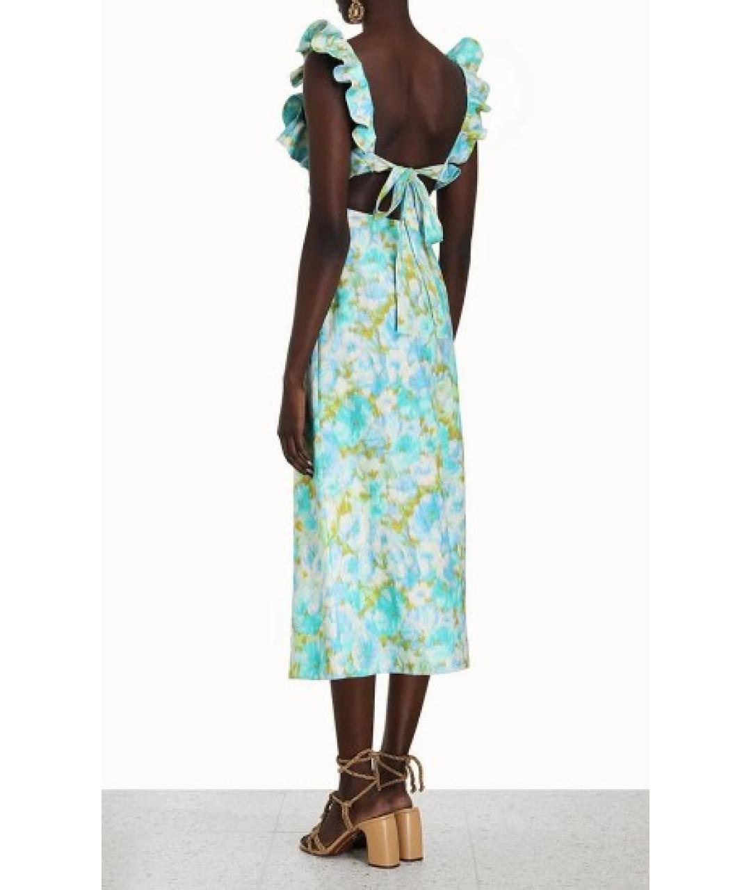 ZIMMERMANN Голубое льняное коктейльное платье, фото 3