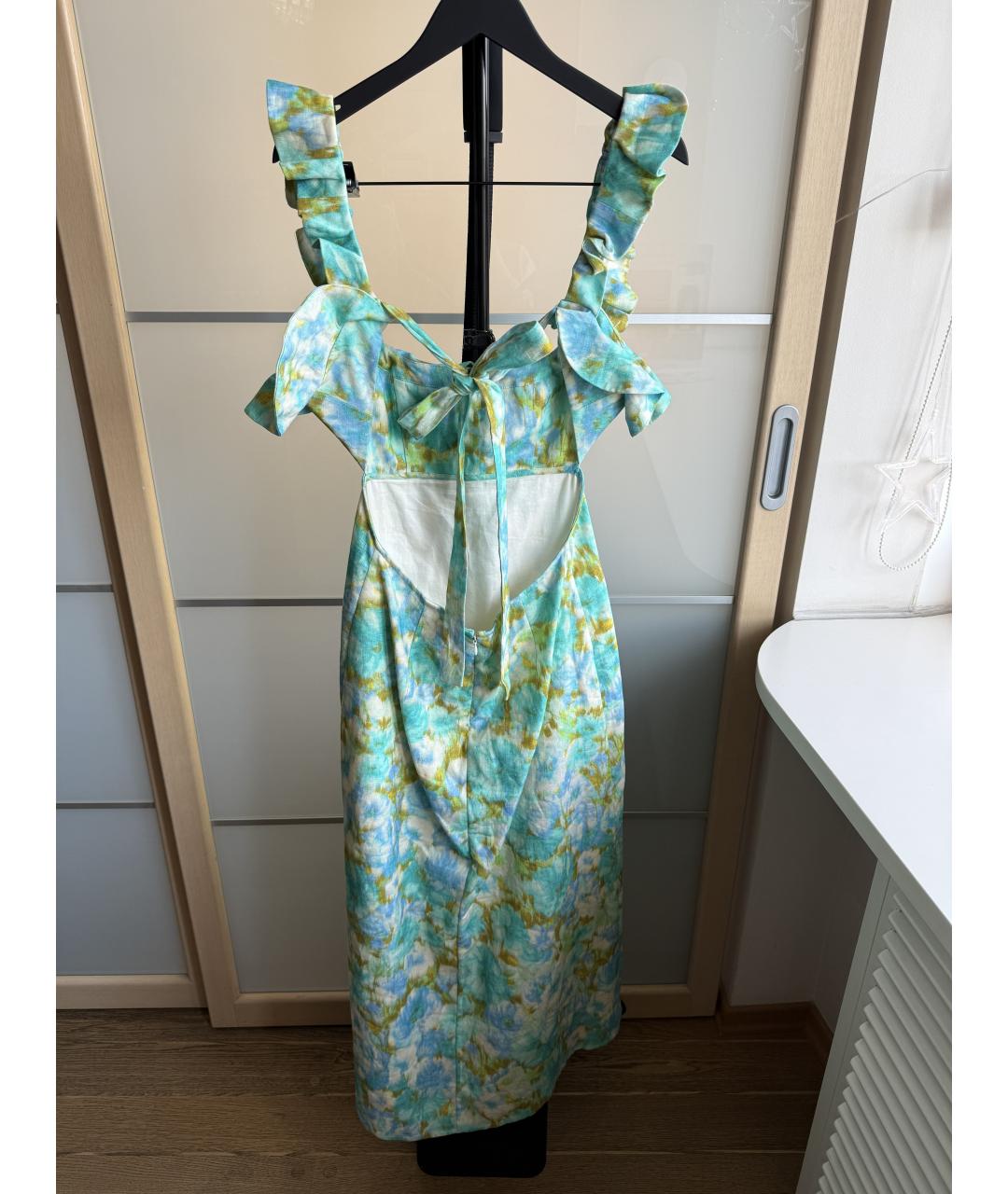 ZIMMERMANN Голубое льняное коктейльное платье, фото 5