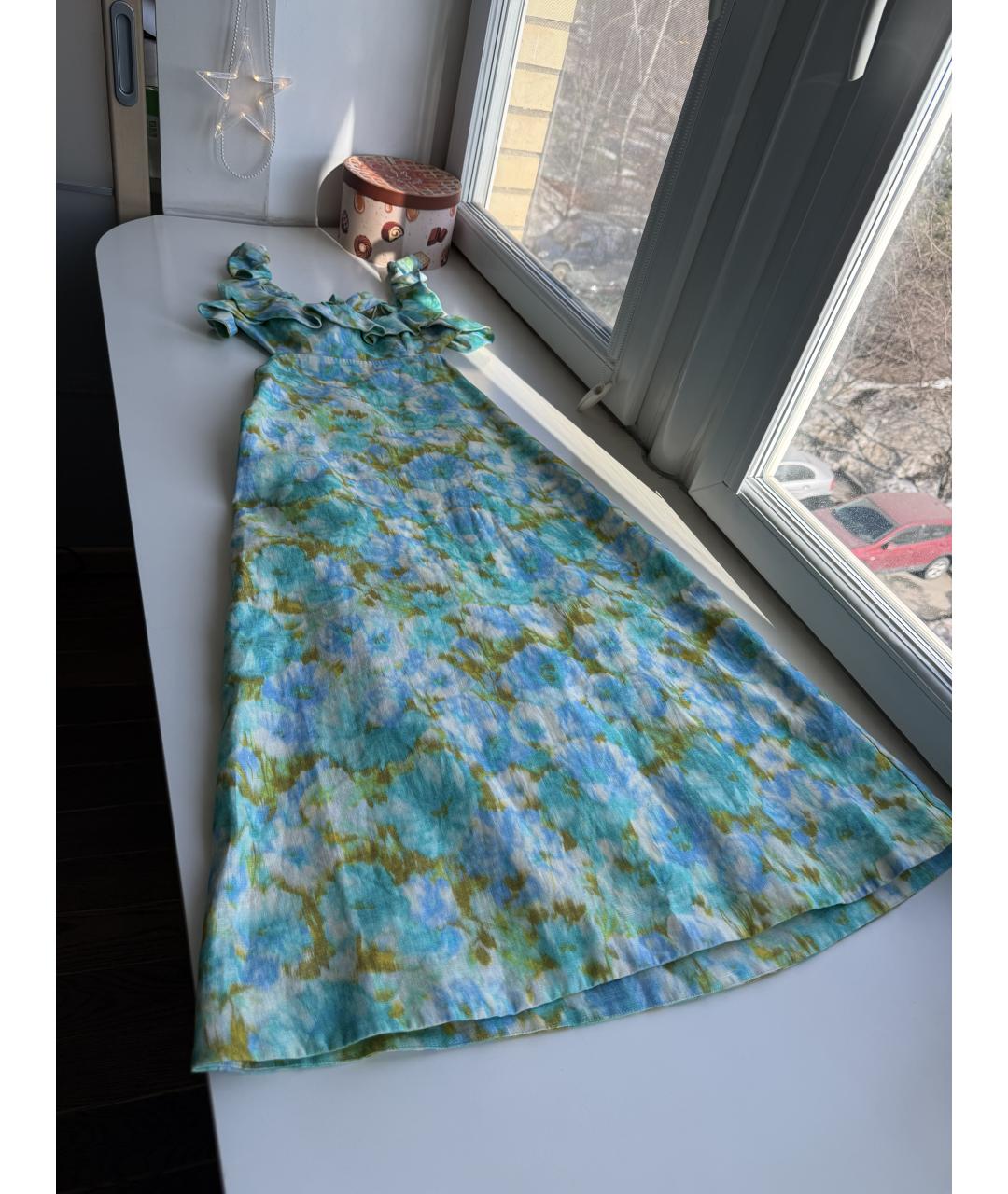 ZIMMERMANN Голубое льняное коктейльное платье, фото 6