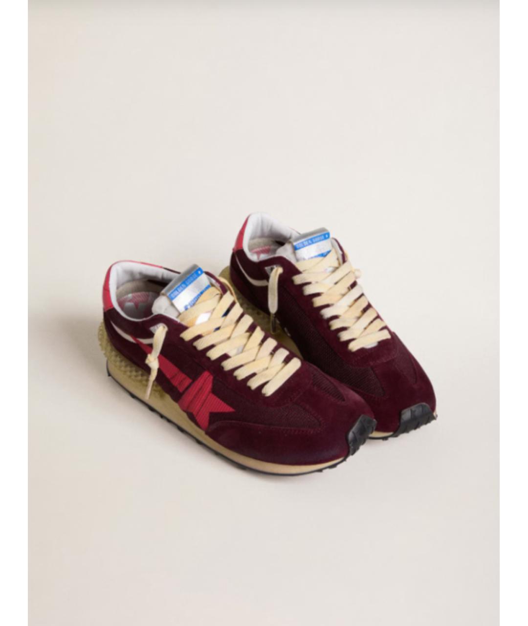 GOLDEN GOOSE DELUXE BRAND Бордовые кожаные кроссовки, фото 2