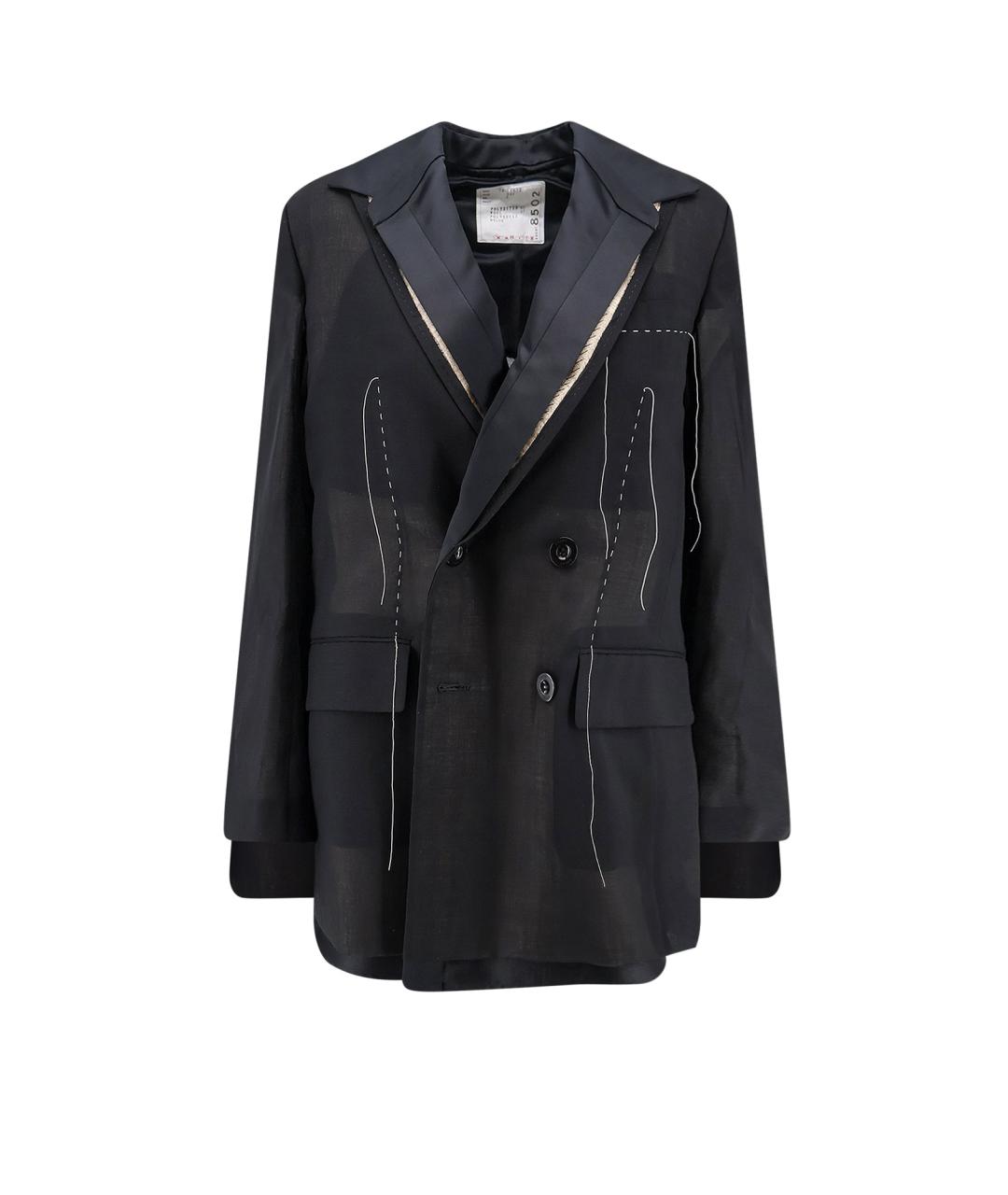 SACAI Черный полиэстеровый жакет/пиджак, фото 1