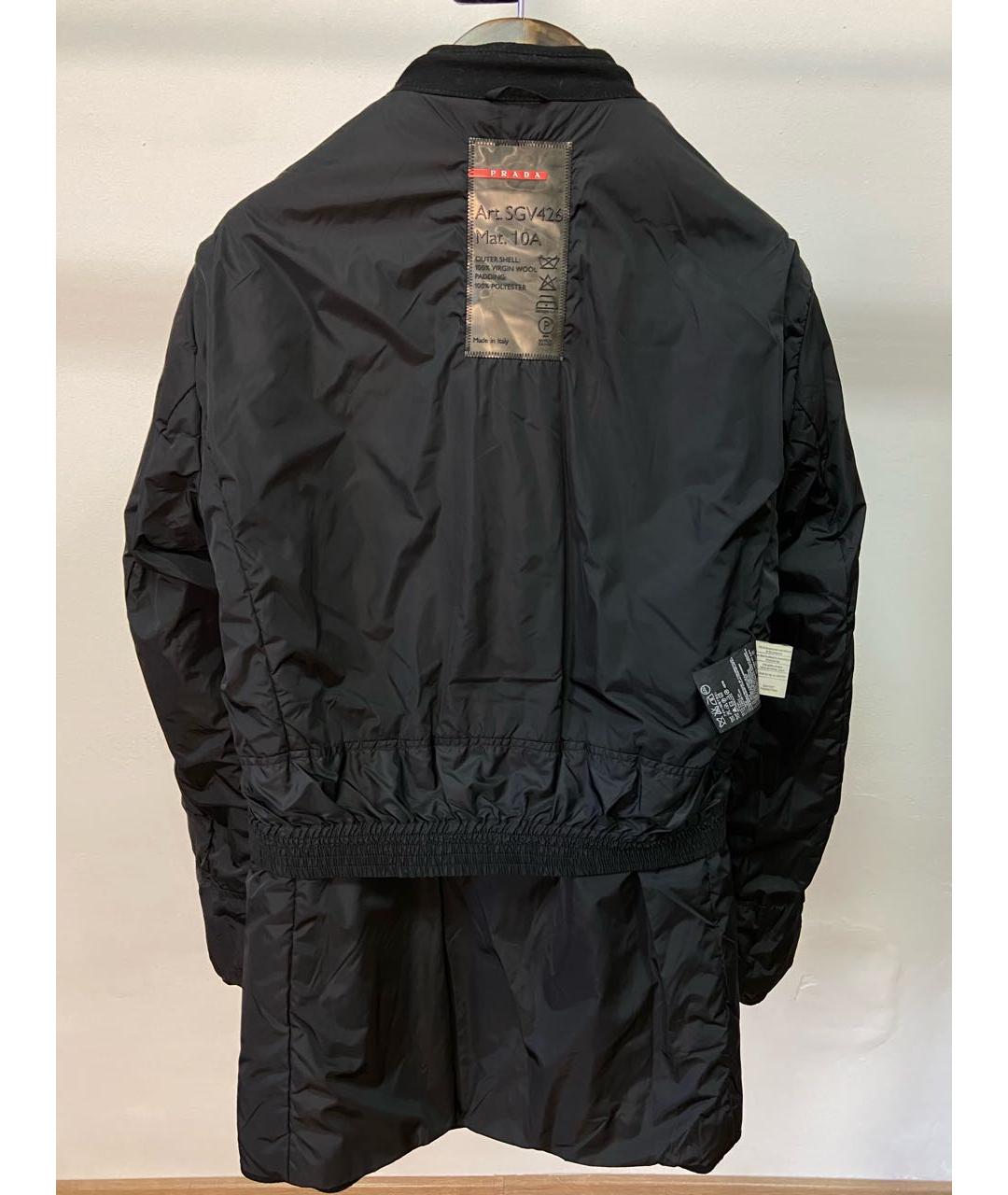 PRADA Черное шерстяное пальто, фото 3