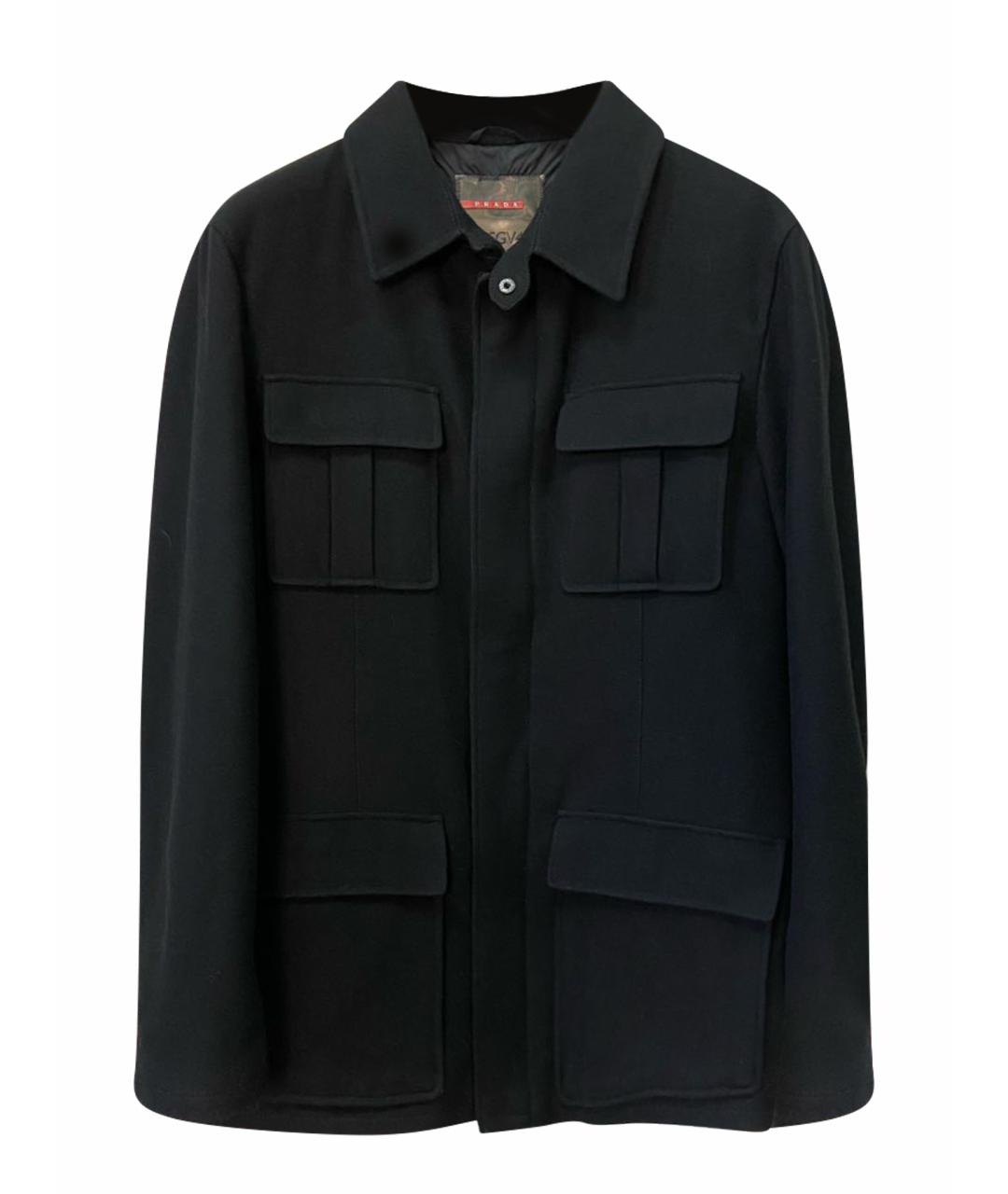 PRADA Черное шерстяное пальто, фото 1