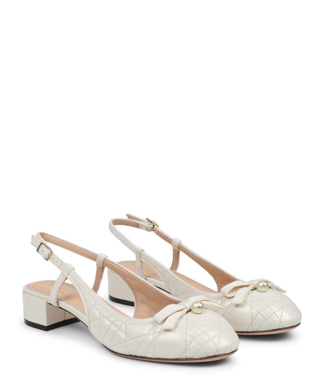 CHRISTIAN DIOR Бежевые кожаные балетки, фото 2