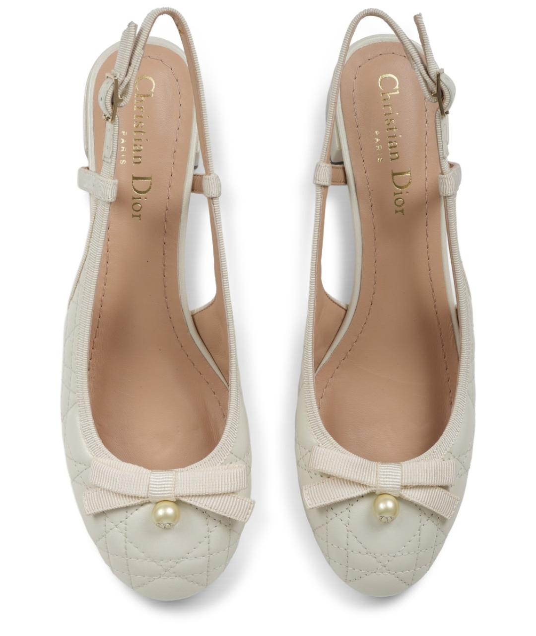 CHRISTIAN DIOR Бежевые кожаные балетки, фото 5