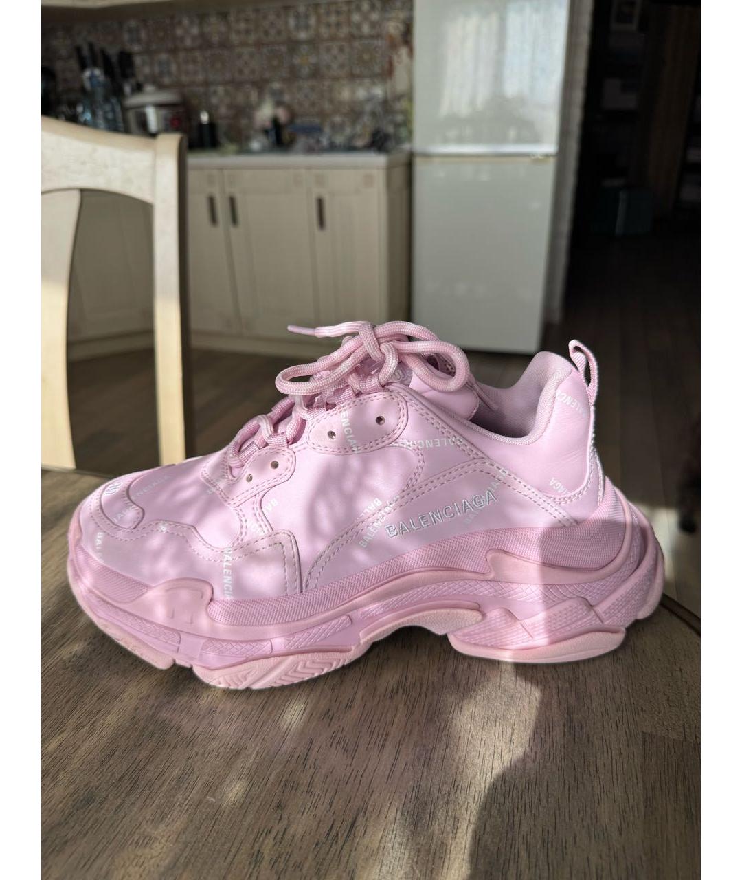 BALENCIAGA Розовые кожаные кроссовки, фото 8