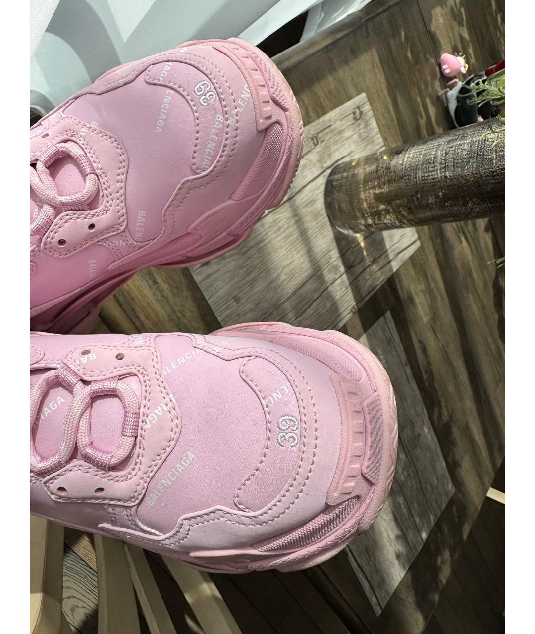 BALENCIAGA Розовые кожаные кроссовки, фото 4