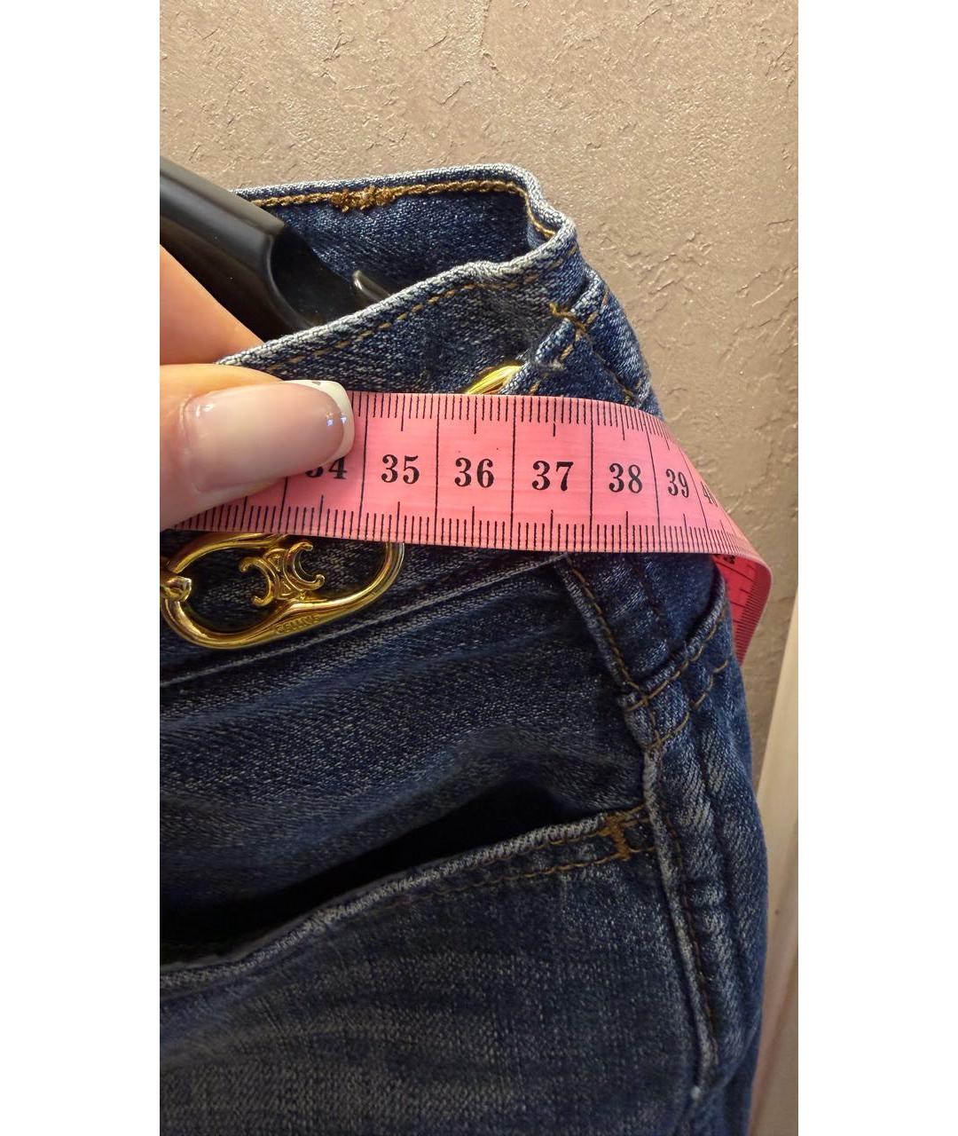 CELINE Темно-синие хлопковые прямые джинсы, фото 6