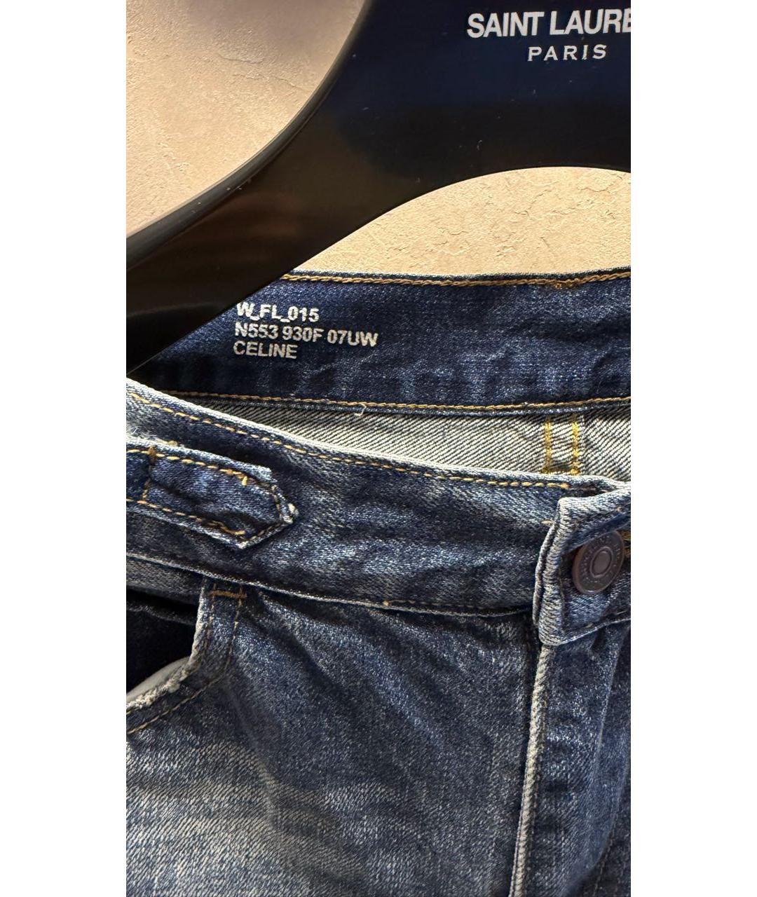 CELINE Темно-синие хлопковые прямые джинсы, фото 5