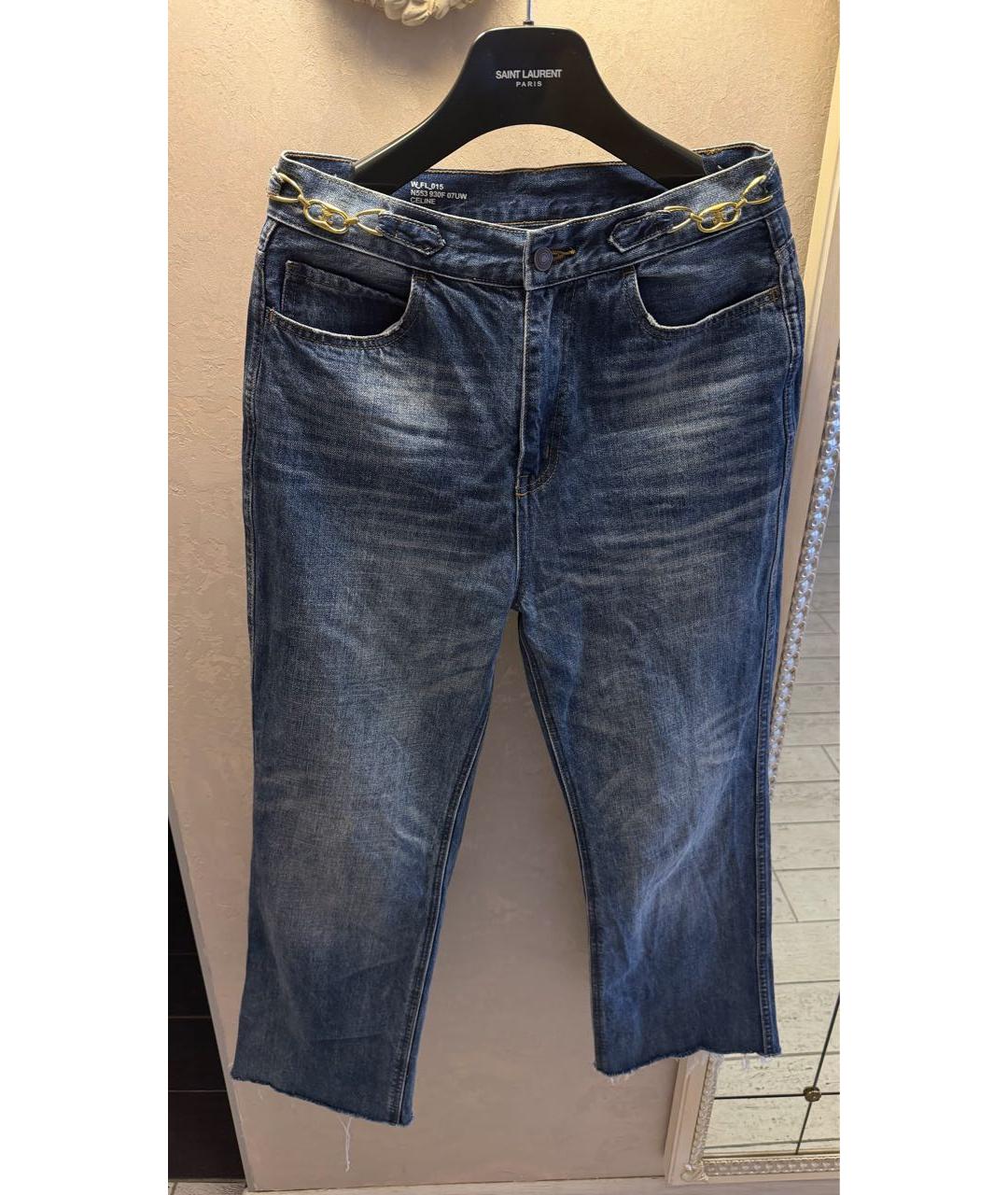 CELINE Темно-синие хлопковые прямые джинсы, фото 3