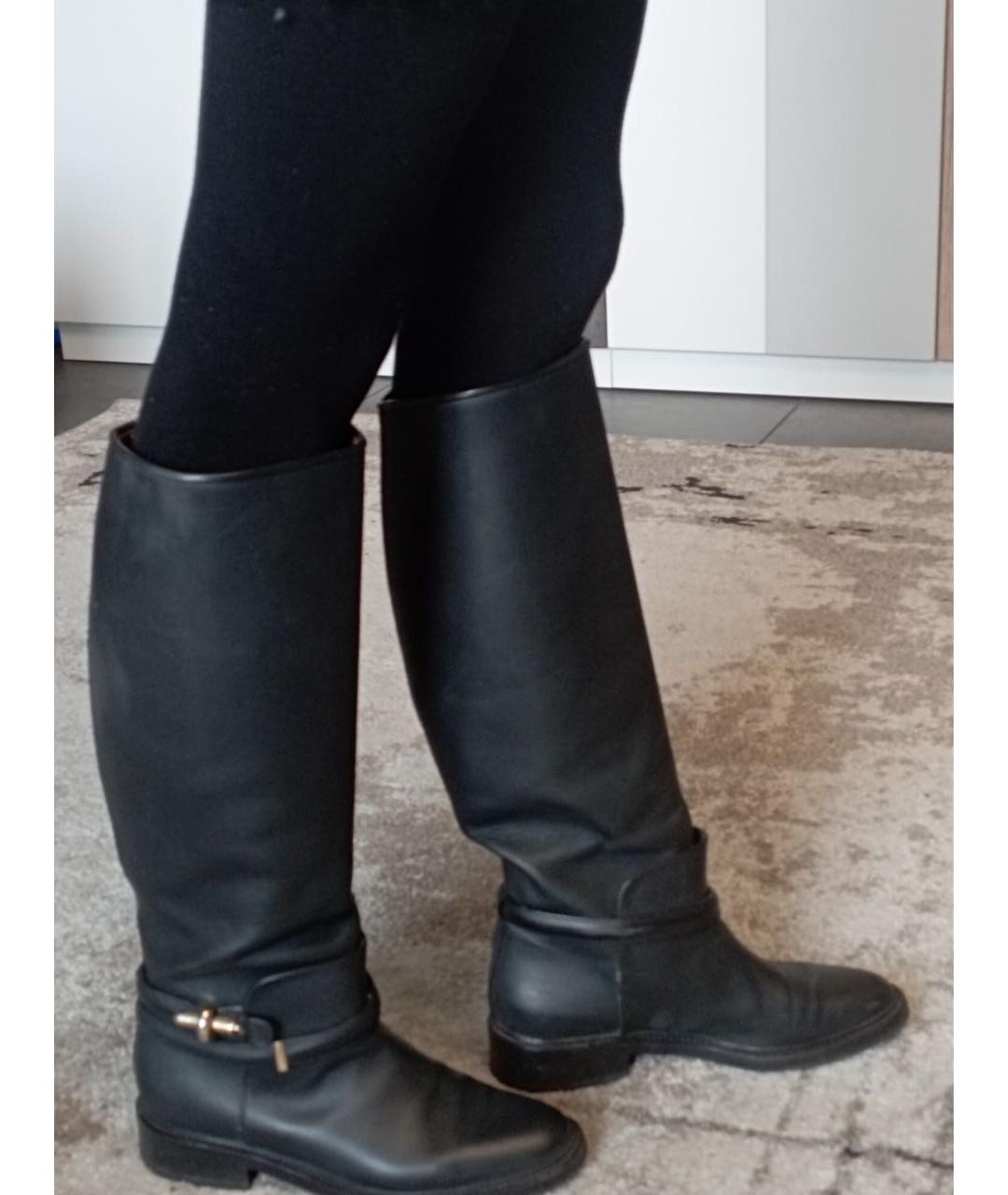 BALENCIAGA Черные кожаные ботфорты, фото 2