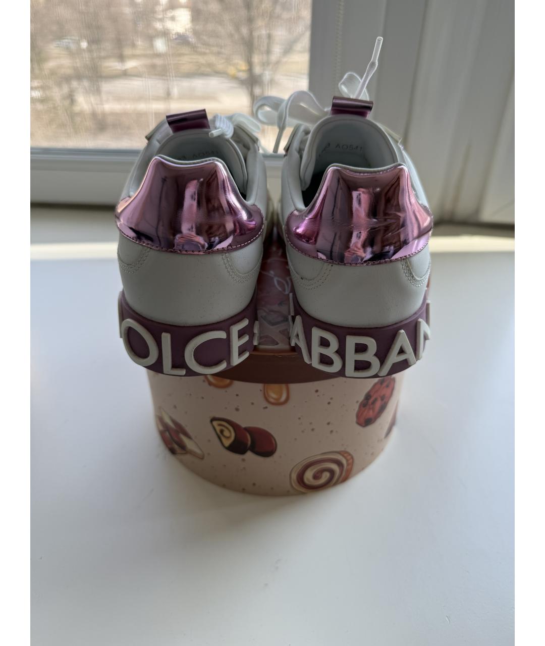 DOLCE&GABBANA Белые кожаные кеды, фото 4