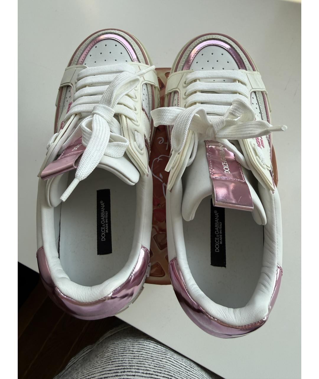 DOLCE&GABBANA Белые кожаные кеды, фото 6