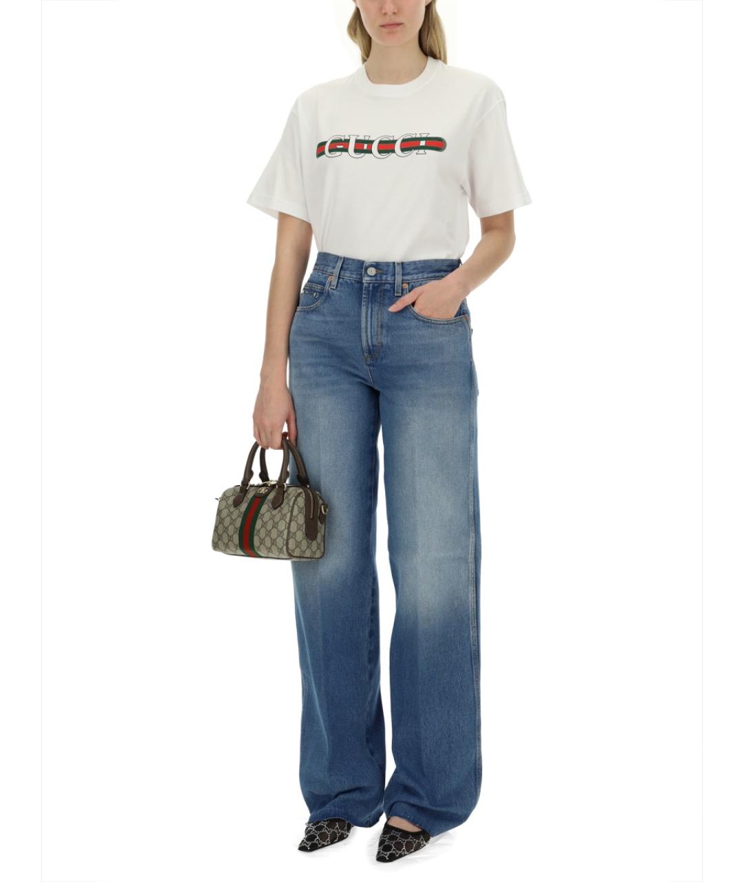 GUCCI Белая хлопковая футболка, фото 4